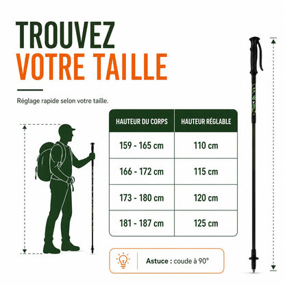 Bâtons randonnée pliables  en carbone Sortrek - avis client 5 étoiles, confort en descente montagne