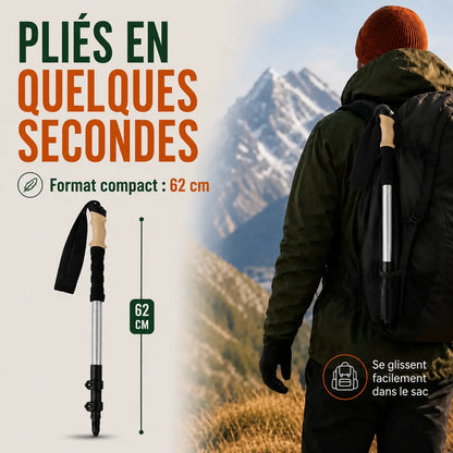 Bâtons trekking Élan carbone Sortrek - utilisation en randonnée montagne terrain rocheux