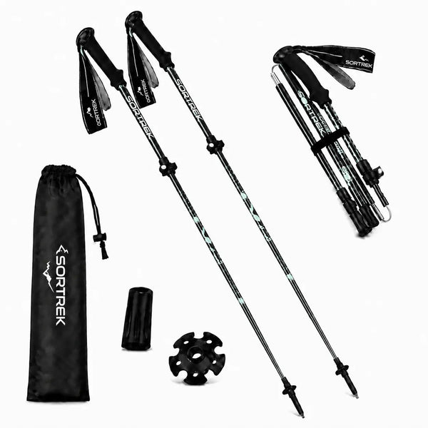Bâtons carbone Élan Noir Sortrek - paire de bâtons carbone avec sac de transport et accessoires