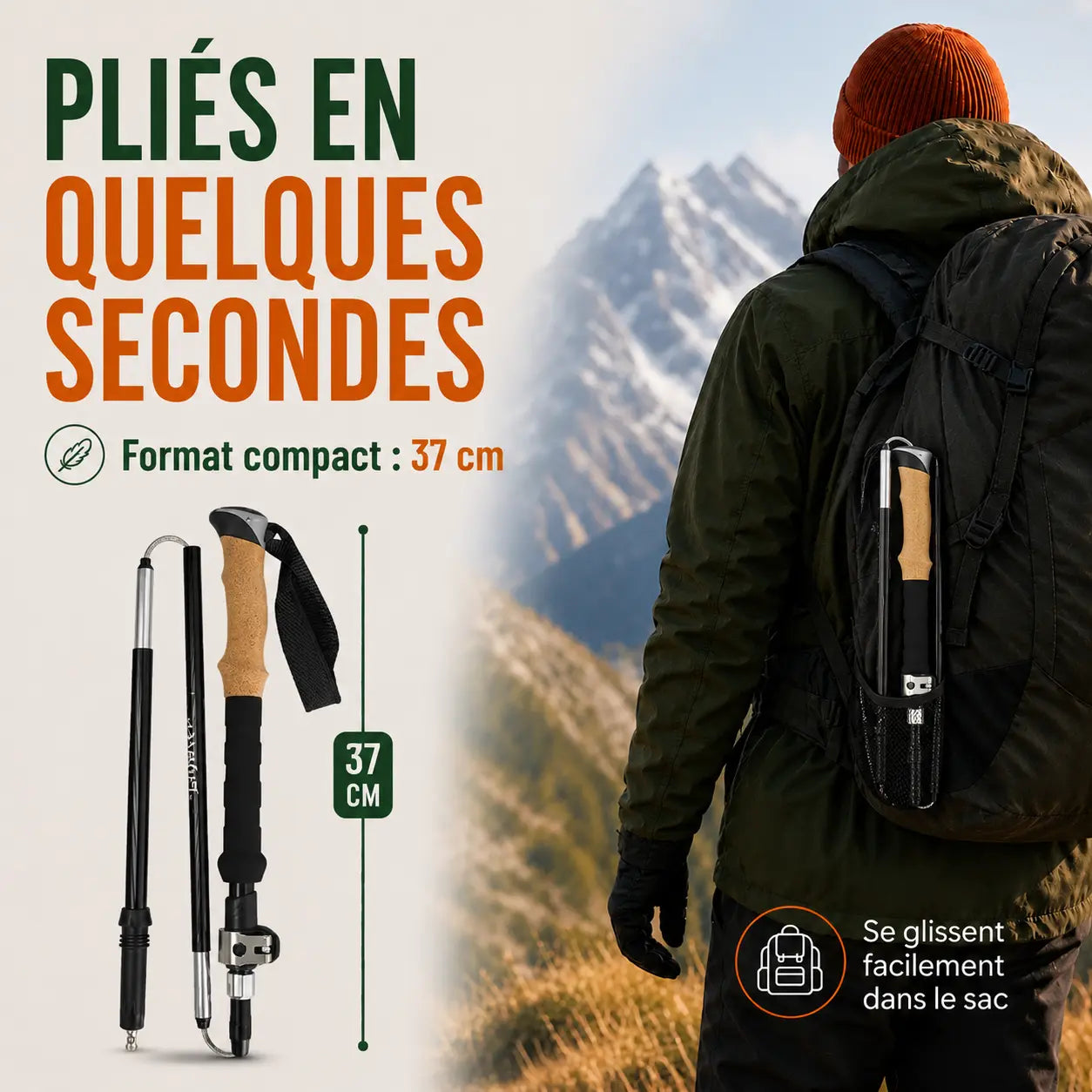 Bâtons marche nordique Quartz carbone Sortrek - utilisation en randonnée montagne terrain rocheux