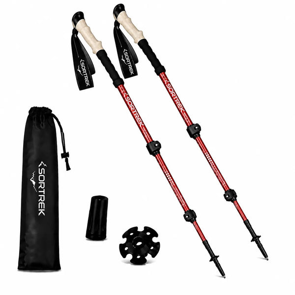 Bâtons trekking carbone Vercors Sortrek - paire de bâtons carbone avec sac de transport et accessoires