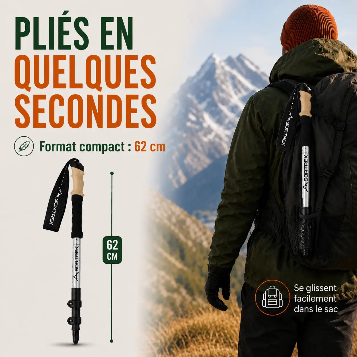 Bâtons trekking Élan carbone Sortrek - utilisation en randonnée montagne terrain rocheux