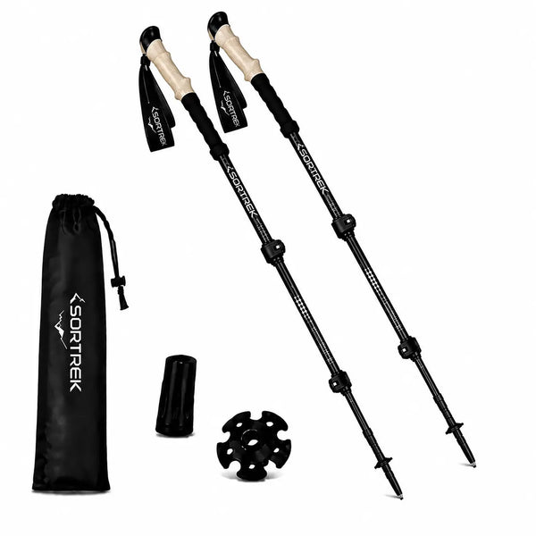 Bâtons trekking carbone Noroît Sortrek - paire de bâtons carbone avec sac de transport et accessoires