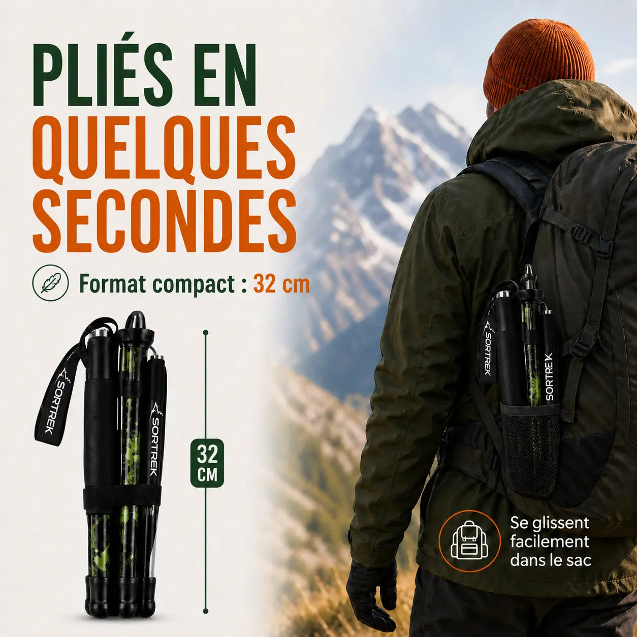 Bâtons trekking carbone Lueur Sortrek - utilisation en randonnée montagne terrain rocheux