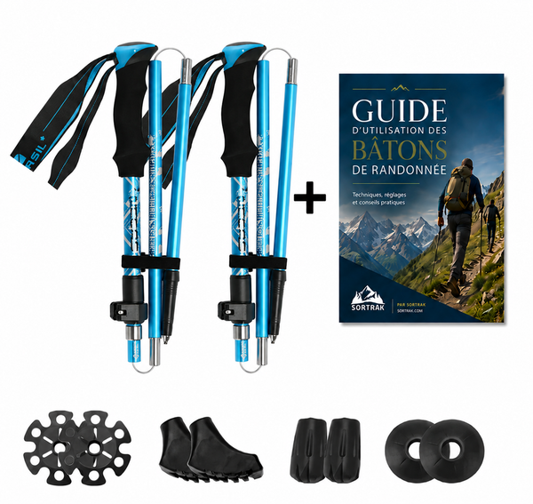 Bâtons de marche Carbone Azur - batons, guide d'utilisation et accessoires Sortrek