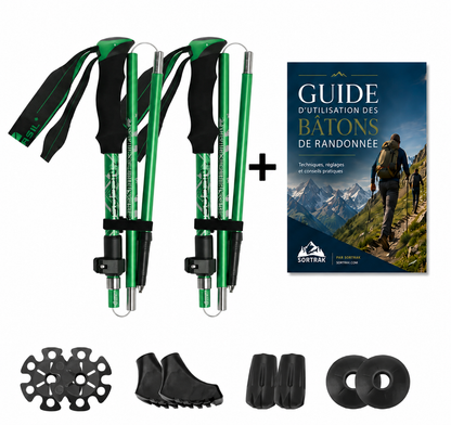 Bâtons de marche pliables en carbone - batons, guide d'utilisation et accessoires Sortrek