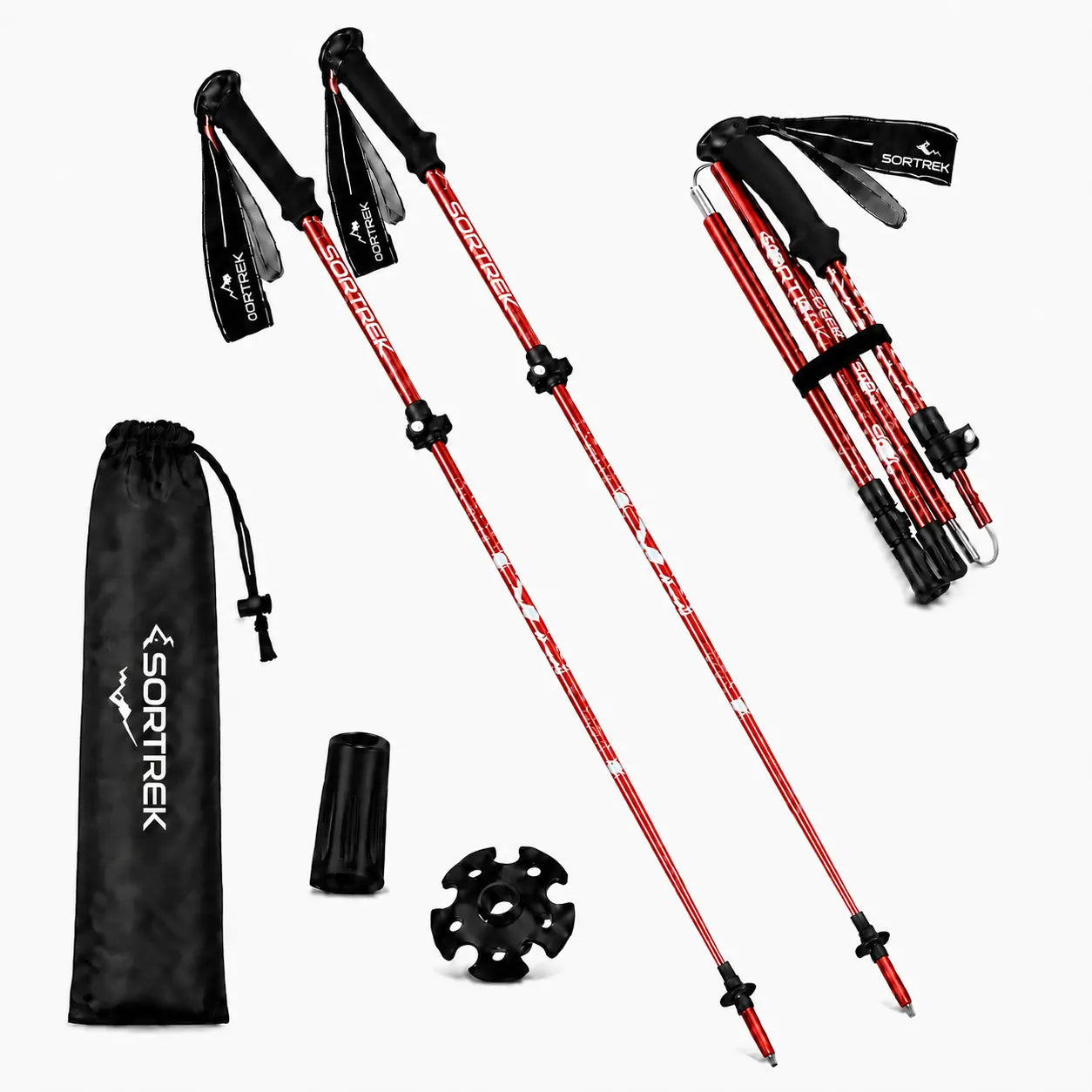 [GMC] Variante Rouge - Batons de marche pliables en carbone Sortrek