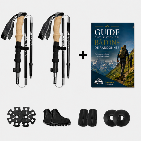 Bâtons de trekking Sommet Noir - batons, guide d'utilisation et accessoires Sortrek